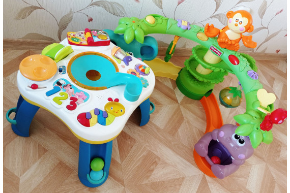 2поцене1. Столик bright starts и Джунгли fisher 