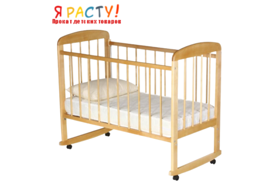 ДЕТСКАЯ ДЕРЕВЯННАЯ КРОВАТКА С МАТРАСИКОМ (НАТУР.)