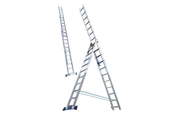 Лестница алюминиевая трехсекционная универсальная - 5306 (Стремянка)